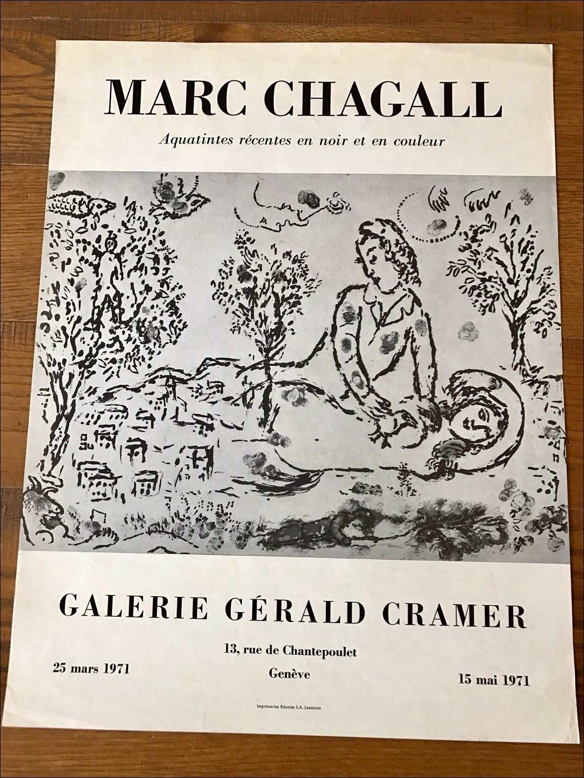 Galerie Gérald Cramer -Aquatintes récentes en noir et en couleur - Genève (les amoureux NB)
