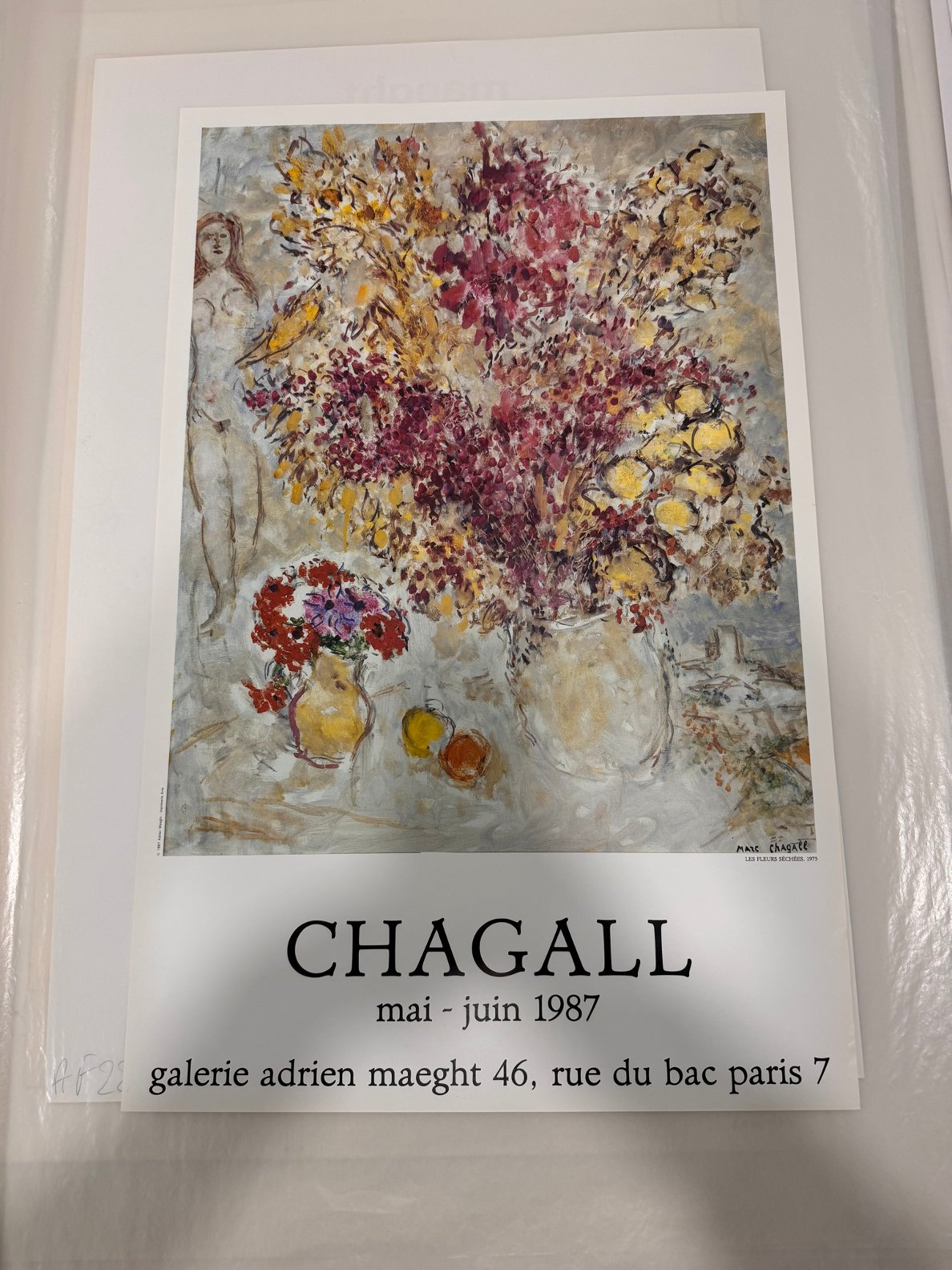 Chagall - Galerie Adrien Maeght 46 rue du Bac Paris 7 (Bouquet dans vase et femme)
