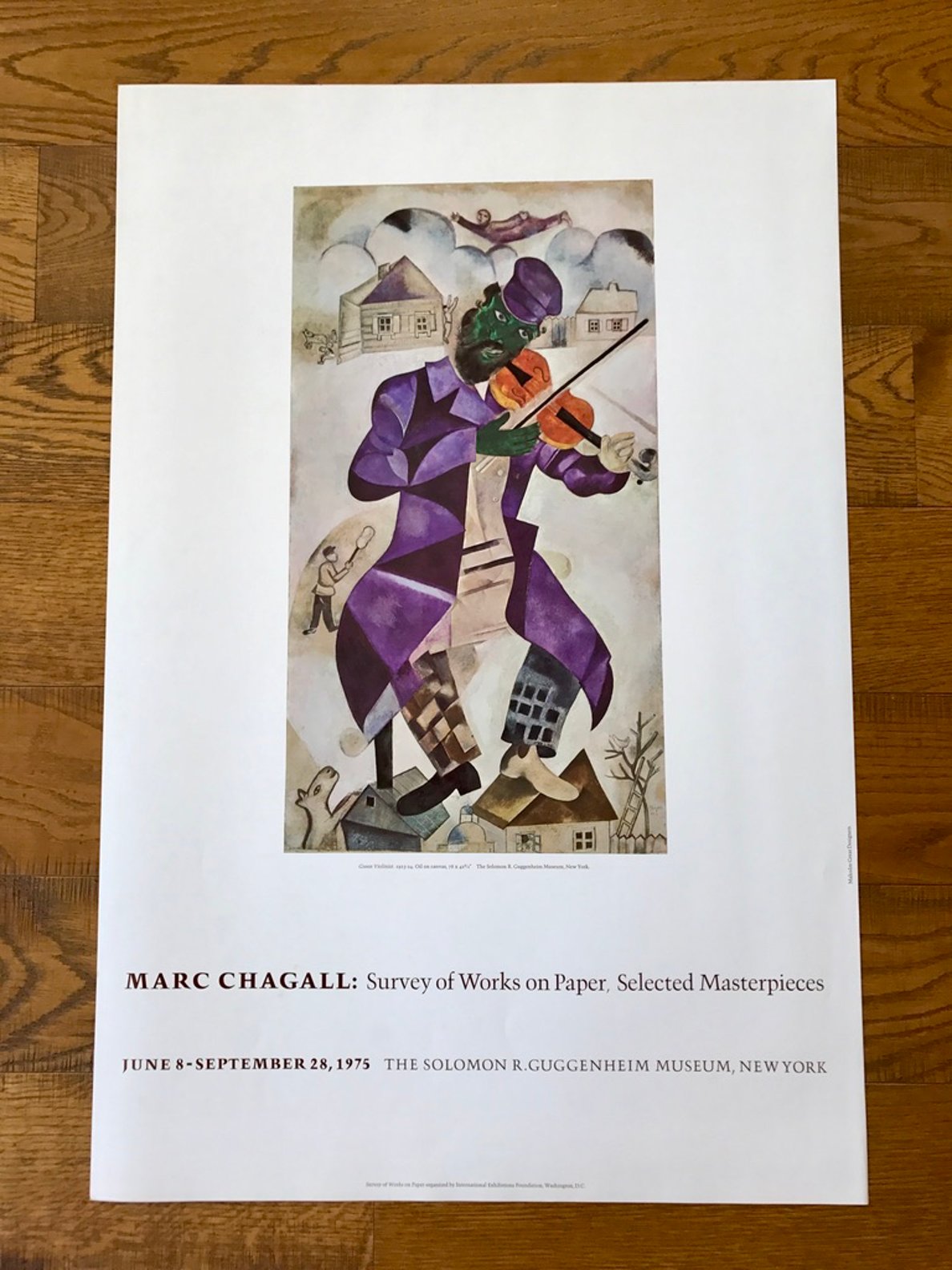 Marc Chagall Survey of works on paper, selected masterpieces - Guggenheim Museum New York (Le violoniste vert)