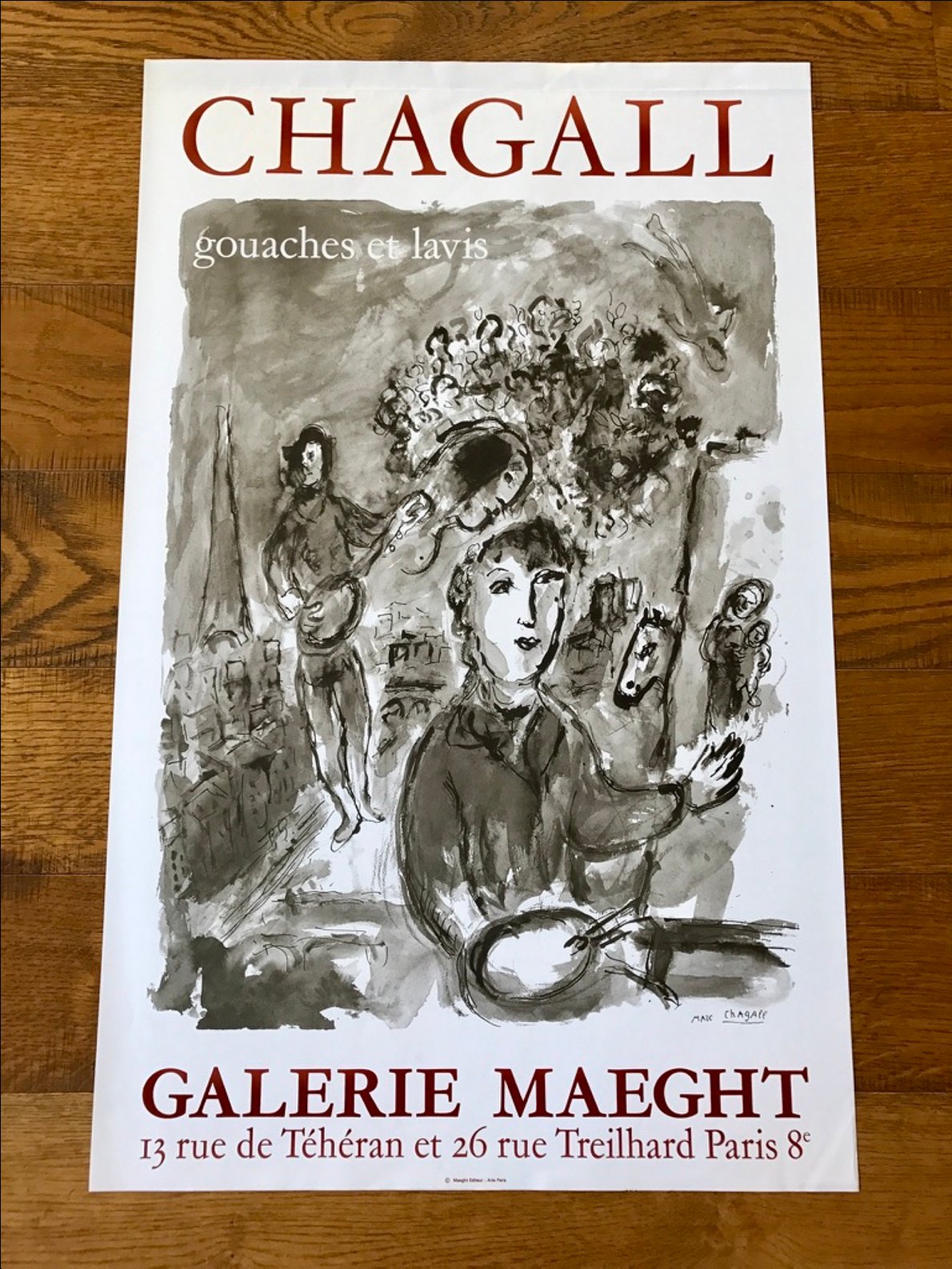 Chagall Gouaches et lavis - Galerie Maeght (artiste et guitariste gris)