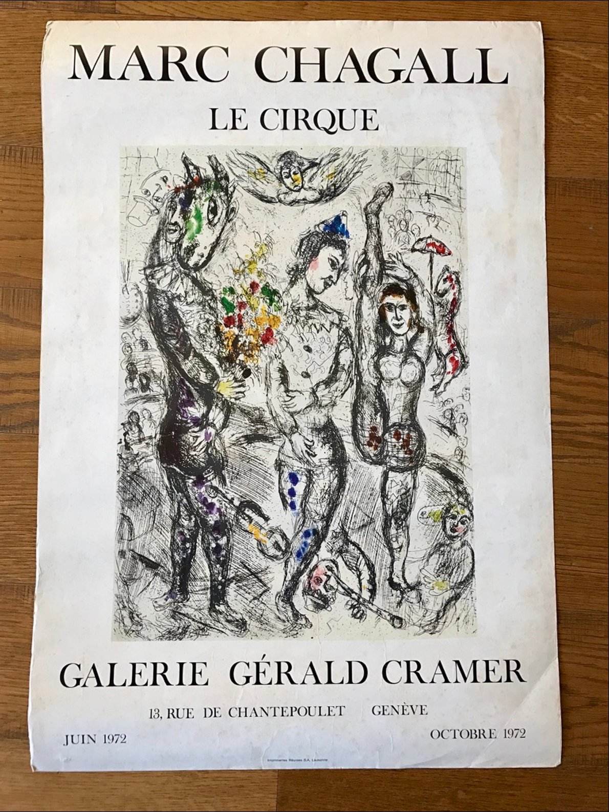 Galerie Géralde Cramer -Marc Chagall Le cirque - Genève (chèvre et acrobates au cirque)