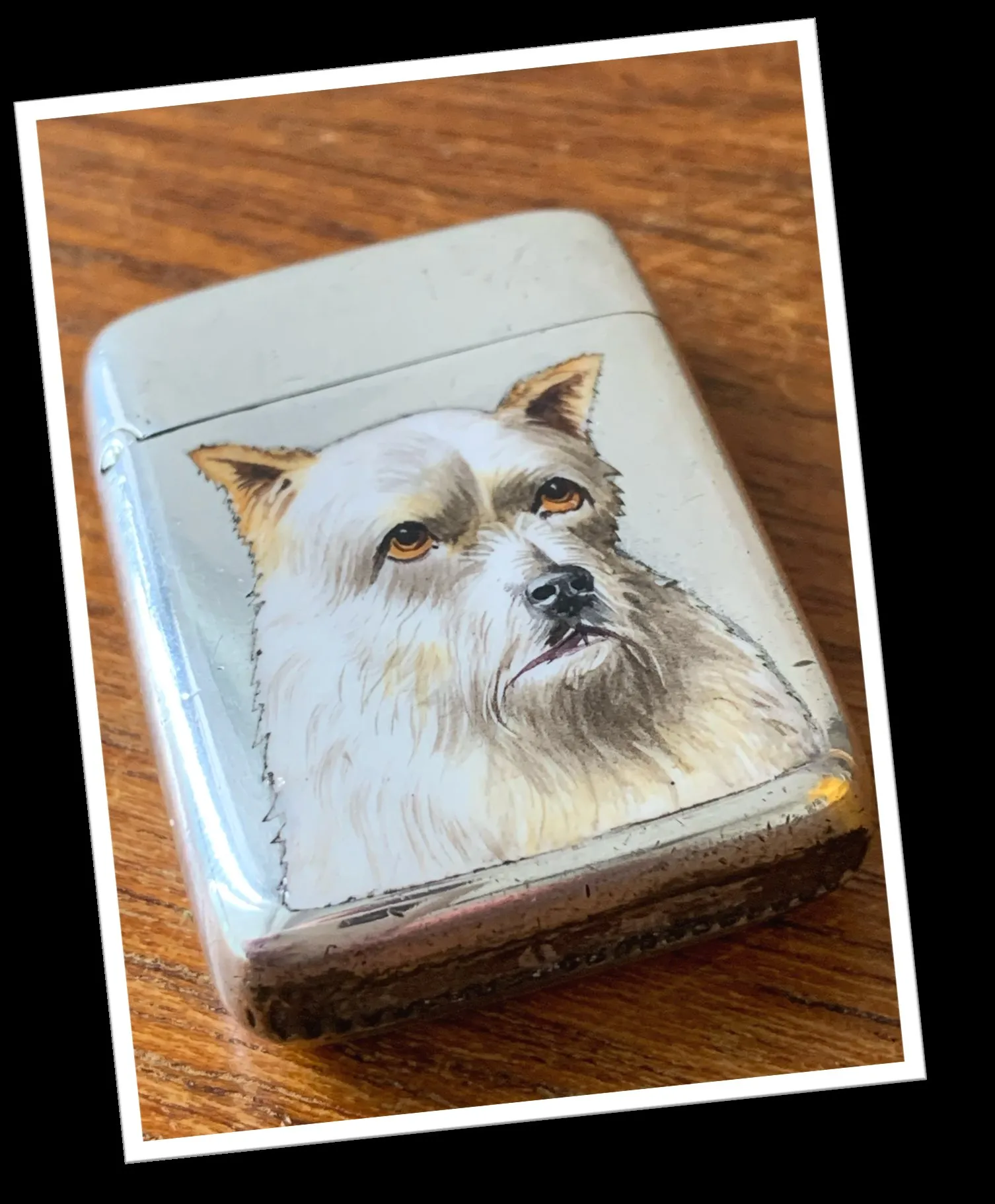 LAWRENCE EMANUEL 1887 CHIEN TERRIER BLANC ÉMAILLÉ