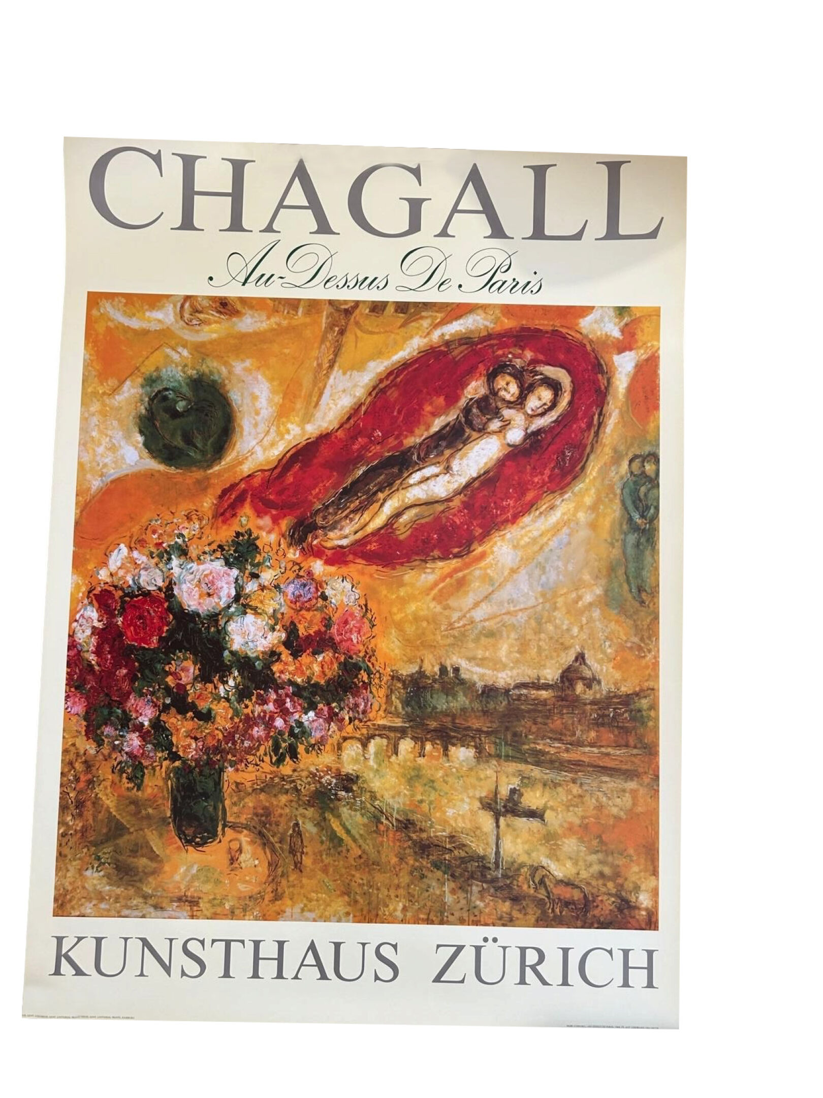 Kunsthaus Zurich Au desssus de Paris Marc Chagall (amoureux en rouge) 90 x 120